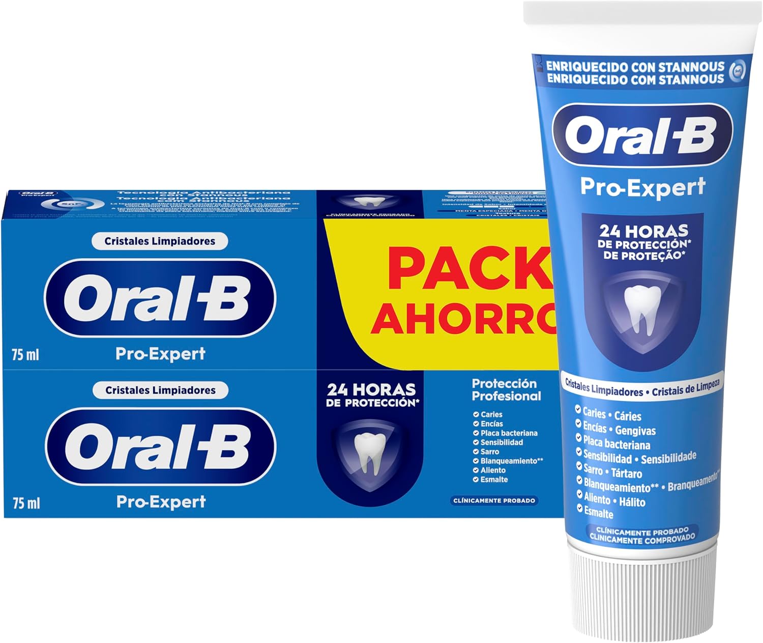Oral-B Pro-Expert Protección Profesional Pasta Dentífrica, Pack Ahorro 2x75 ml, Dentífrico Que Protege contra La Placa
