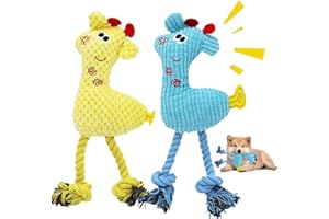 Omnikryp 2 sztuki zabawek dla psa, piszcząca, bawełniana linka, interaktywna zabawka, trwała zabawka do żucia, przytulanka dla psów (niebieska, żółta)