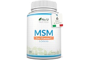 MSM Puro Vitamina C & Selenio - 180 Capsule Vegane - 600mg di MSM per Capsula - 6 Mesi di Durata - Integratore di Metilsulfonilmetano - Prodotto in Europa - Nu U Nutrition