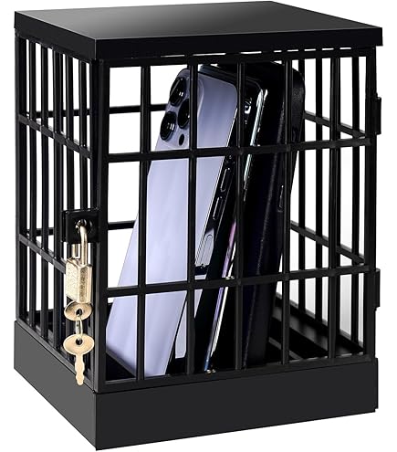 Phone Box For Family Time, Bamboo Cell Phone Jail, 3 Sections Hold 6