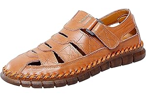 Moudn Mens Sport Sandals Leather Closed Toe Fisherman Shoes Outdoor Walking Sandals Casual Beach Summer Shoes