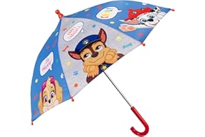 PERLETTI Parapluie Canne Enfant Garçon 3 4 5 Ans - Ouverture Manuelle Paw Patrol Chiots Chase Marcus - Parapluie Long Pat Patrouille Gamin Anti Retournement Solide - Diamètre 66 cm