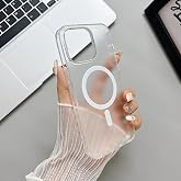 SyncCase iPhone 15 Pro Max MagSafe Mat Manyetik Kılıf Şeffaf ve Siyah PC TPU Darbe &Ouml;nleyici Y&uuml;kseltilmiş Kamera Koruma İnce H