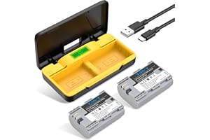 TAVT 2-Pack 2650mAh LP-E6N LP-E6 LP-E6NH Batterie et Chargeur de Stockage pour Canon EOS R7, R6, R5, R, 6D Mark II, 5D Mark IV, 5D Mark III, 5DS, 5DS R, 5D Mark II, 80D, 90D, 6D, 7D, 7D Mark II