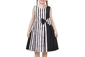 Sunny Fashion Vestido para niña Bloque de Color Contraste Corbata de moño Todos los días Fiesta 4-14 años