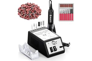 ALLE'S Torno para Uñas,Lima Electrica uñas Profesional 20000RPM Velocidad Ajustable,Kit de Manicura con 6 Brocas y 100 Bucles de Lija,para Manicura y Pedicura,Kit de Torno Uñas Portátil,Black
