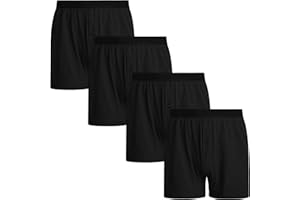 INNERSY Men's Boxers Shorts Loose Fit Button Open Fly Cotton Underwear Pack of 4