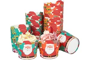 LARFRAECY 50 Babbo Natale Pirottini per Muffin Carta, Pirottini per Muffin, Pirottini per Muffin, Pirottini per Cupcake,per Cottura, Pirottini per Cupcake(santa claus)