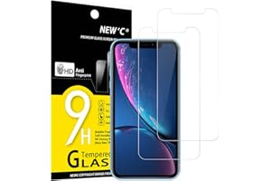 NEW'C 2 Pezzi, Vetro Temperato per iPhone 11 e iPhone XR (6,1 Pollici), Pellicola Prottetiva Anti Graffio, Anti-Impronte, Sen