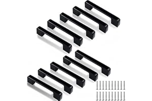Bosdontek Lot de 10 poignées de placard et d'armoires de cuisine avec vis, poignées de tiroir noires de 96 mm (espacement des trous de 96 mm)