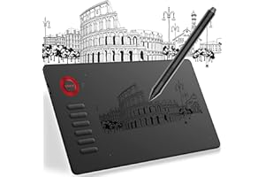 VEIKK A15 Graphic Tablet 10 x 6 Inch Drawing Tablet with 8192 Levels Battery-Free Pen and 12 Hot Keys, Support for Win/Mac/Linux/Android OS, Drawing Tablet for Painting and Online Teaching (Red)