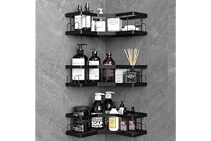 ACEMINING Shower Caddy, 3 Pack Bathroom Shelves, Adhesive Shower Shelf No Drilling, Black Shower Storage, Shower Organiser, Rust-Resistant Shower Caddy Corner, Shower Soap Holder, Bathroom Accessory