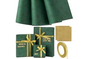 BHGT 3 Fogli di Carta da Regalo Verde Quadrifoglio Adesivi Lettere Alfabeto Carta da Imballaggio San Patrizio Bouquet Confezione Scatole Regalo Natale Pacchi Compleanno Nastro Dorato