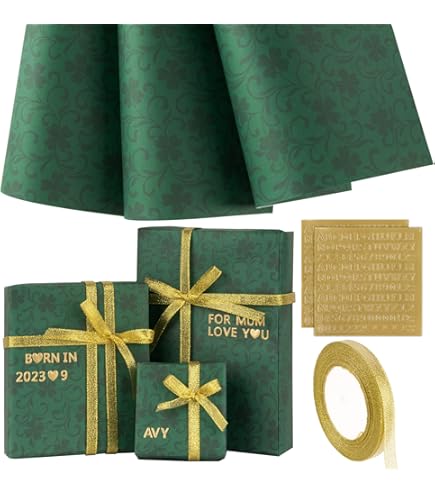 Carta Da Regalo Natale Kraft - 6 Fogli 70x50 Cm, Con Etichette E Cordini - Foto 14