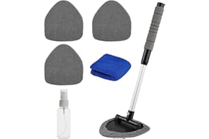 SVALOR Zestaw do czyszczenia wnętrza szyb samochodowych, z wysuwanym uchwytem, zestaw do czyszczenia szyb samochodowych, z podkładkami z mikrofibry, butelkami z rozpylaczem itd., do różnych samochodów