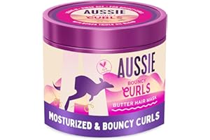 Aussie Bouncy Curls Butter Hair Mask 500ml to Detangle, Nourish, Deeply Moisturise, Anti-Frizz. For Wavy & Curly Hair. With Jojoba, Coconut & Australian Macadamia Nut Oils. Vegan & Cruelty-Free