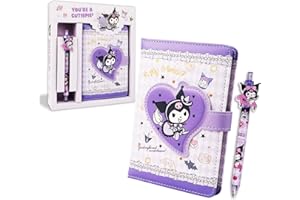 DEKEWE Ku-rom Diary Book, Cute Notebook, Kids Leather Journal Notebook Set for Writing and Drawing, Kawaii Stationery Set with Pen Includes Colourful Inserts, Back to School Gift for Girl and Students