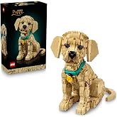 LEGO Icons Yavru Golden Retriever 11384 - Yetişkin Kadınlar ve Erkekler i&ccedil;in Renkli Tasma ve Madalyon İ&ccedil;eren Duruşu Ayarlanab