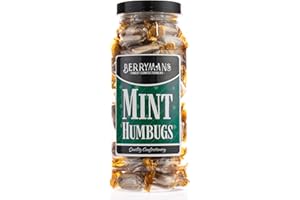 Original Mint Humbugs Retro Sweets Gift Jar by Berrymans Sweet Shop - Classic Sweets, Traditional Taste.