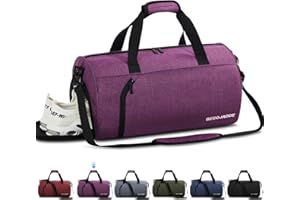 BECOJADDE Sporttaschen für Damen und Herren, 35L Reisetasche Duffel Bag Übernachtungstasche mit Schuhfach & Nassfach, wasserdichte Handgepäcktasche für Sport, Fitnessstudio, Schwimmen, Lila