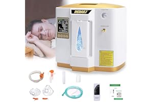 DEDAKJ Concentrador de Oxígeno, 93%±3% Alta Pureza 1-7L / min Ajustable, Generador de Oxígeno de Flujo Hogar LED Portátil Con Control Remoto, Función de Atomización, Certificado por la CE