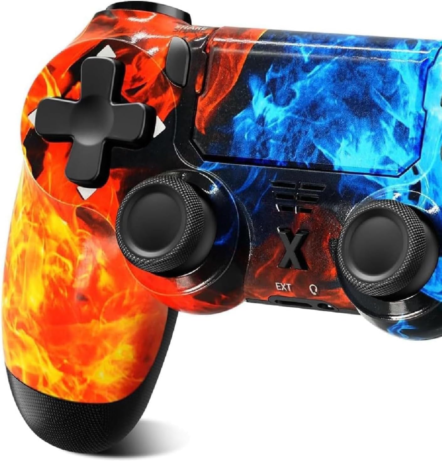 Suoxiom Wireless Controller for PS-4, Game Controller for PS-4/Pro/Slim/PC, Bluetooth Gamepad Joystick with Dual Vibration Touch Panel,Upgraded Six-Axis Sensor, 3.5mm Audio Jack (FIRE/ICE)