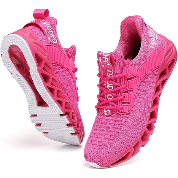TSIODFO Women's Athletic Sneakers - Breathable Running Walking Tennis Shoes In Pink Blue, Size 7