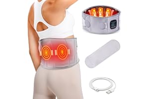 CLEMAS Coussinets chauffants, ceinture chauffante pour dos, cou, ventre, ceinture chauffante électrique avec massage par vibration, cadeaux pour femmes, hommes, XL