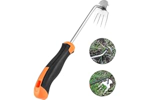 INQUIRLLY Estirpatore Erbacce Manuale con Manico in Gomma, Strumento Rimozione Erbacce Acciaio Inox Diserbatrice, Estirpatore Manuale per Giardino per Giardini, Patii
