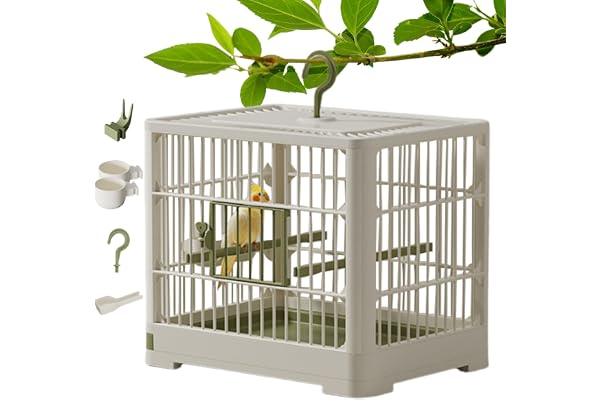 Shurzzesj Cage de Voyage pour Petites Oiseaux, Grande Cage à Oiseaux pour perroquets - Cages à Oiseaux portatives pour conteneurs d'oiseaux,Comprend Un Poteau Debout, Un Plateau Amovible et Une
