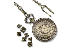 Galdor's Guild Reise DND Taschenuhr & Mini Metallwürfel Set 6mm | Praktisches kleines Etui & Uhr für RPG-, Tabletop- und Brettspiele wie Dungeons & Dragons & Warhammer für jeden Spielleiter/DM