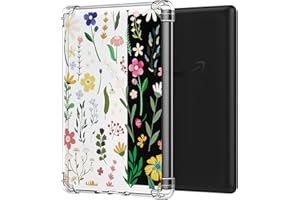MoKo Case for 6.8" Kindle Paperwhite(11th Generation 2021 Release) & Kindle Paperwhite Signature Edition, Ultra Clear Soft Flexible Transparent TPU Skin Bumper Back Cover Shell, Clear & Flower