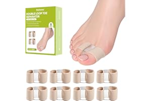 Bukihome Separadores de dedos para dedos superpuestos, corrector de juanetes de gel y separadores de tela para hombres y mujeres, alivio del juanete con 8 unidades