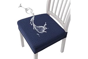 KELUINA Coprisedili per sedie Impermeabili in Jacquard con Reticolo Elasticizzato 1/2/4/6 Pezzi Coprisedie per sedie da Pranzo Coprisedie per Cucina (Marina,2 PCS)