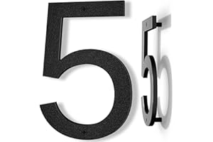 Yafimea 20 cm Hausnummer Schwarz, Große wetterfeste Hausnummer aus Kunststoff mit Schraubmontage, 3D Floating-Effekt für Außenbereich, Wand oder Zaun (5)