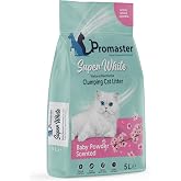 Promaster S&uuml;per Beyaz Doğal Bentonit Topaklanan Kedi Kumu Bebek Pudrası Kokulu 5 LT