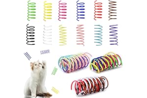 Andiker 12 Uds gato primavera juguete, colorido plástico resistente espiral juguete interactivo para gatos de interior a swat (12 pcs)