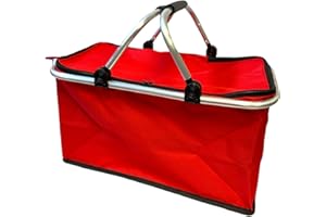 JUST 4 BABY 28L Foldable Picnic Folding Basket Insulated Cooler Bag Camping Travel Hamper Large Cool Bag -RED COLOUR (BS-1)