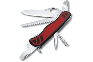 Victorinox Navaja suiza de bolsillo Forester M, 10 funciones, multiherramienta con hoja grande, abrelatas, destornillador 3 mm, para una mano, rojo/negro