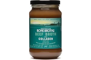 ABBCO Beef Broth with Collagen Concentrate - Instant bone broth beverage boosted with grass-fed collagen. Halal Broth. Gluten Free, Preservative Free No spices or herbs. 375 gram Jar