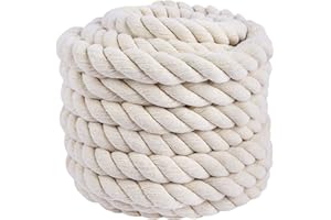 GUOSIYAO Makramee Garn Kordelband Baumwollkordel 20 mm x 10 m Seil Originalweiß Tau Seil Rope Garn Kordelband Baumwollseil Geeignet für Handlaufseil DIY wandhängende Traumfänger Hund Spielzeug Seil (20MM 10M)