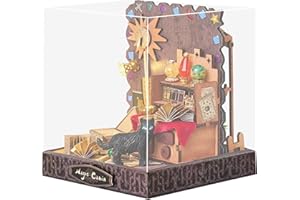 Cuteefun Kit Case in Miniatura da Costruire per Principianti, Miniature Casa delle Bambole Fai da Te con Mobili Copertura Antipolvere e Strumenti, Regali Creativi Artigianali (Cabina Magica)