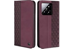 CXTCASE Funda Xiaomi 14 Pro, Funda Tapa Libro Movil Carcasa PU Cuero para Xiaomi 14 Pro, Tipo Libro Flip Wallet Case, Vino Tinto