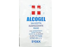 Sydex-Salviette Igienizzanti Mani Antibatterico Alcogel Monodose Gel Alcool 60%, 50 Pezzi