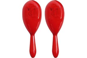UNKNOWN MEXICAN MARACAS FOR FANCY DRESS - INCLUDES: 2X MATCHING COLOURED MARACAS WITH BLACK CACTUS PRINT (RED)