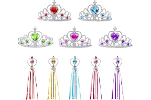 AOMIG Princess Costumes Accessories, ELSA Princess Jewelry, Girl Dress Up Accessories, Dress Up Accessories with Elsa Tiara Crown Wand