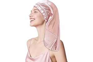 townssilk Gorro de seda para dormir, 100% seda de morera de 22 mommes, para mujer, lujoso, transpirable, se ajusta de forma segura durante la noche y sin presión, ideal para cabello largo y rizado