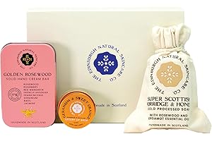 THE EDINBURGH NATURAL SKINCARE COMPANY LTD. Luxury Skincare Gift Set | Golden Rosewood Hand Cream Bar, Porridge & Honey Soap, Lip Balm | 100% Natural & Handmade in Scotland | Nourishing Gifts for Women & Men | Ideal for Birthdays & Self-Care