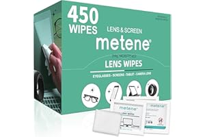 Metene 450 Pack Lens Cleaning Wipes, Pre-Moistened and Individually Wrapped Eyeglass Wipes, Glasses Cleaner for Eyeglasses, Camera Lens, Tablets, Phone, Computer Screen and Other Delicate Surfaces
