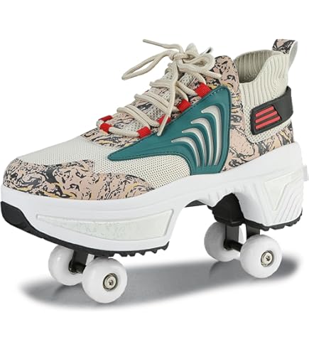 TOME.SKATES Kinderrolschaatsen met wielen voor jongens, meisjes en volwassenen, Rolschaatsen en sneakers in één, verlichte buitenrolschaatsen voor beginner (E, EU-38
